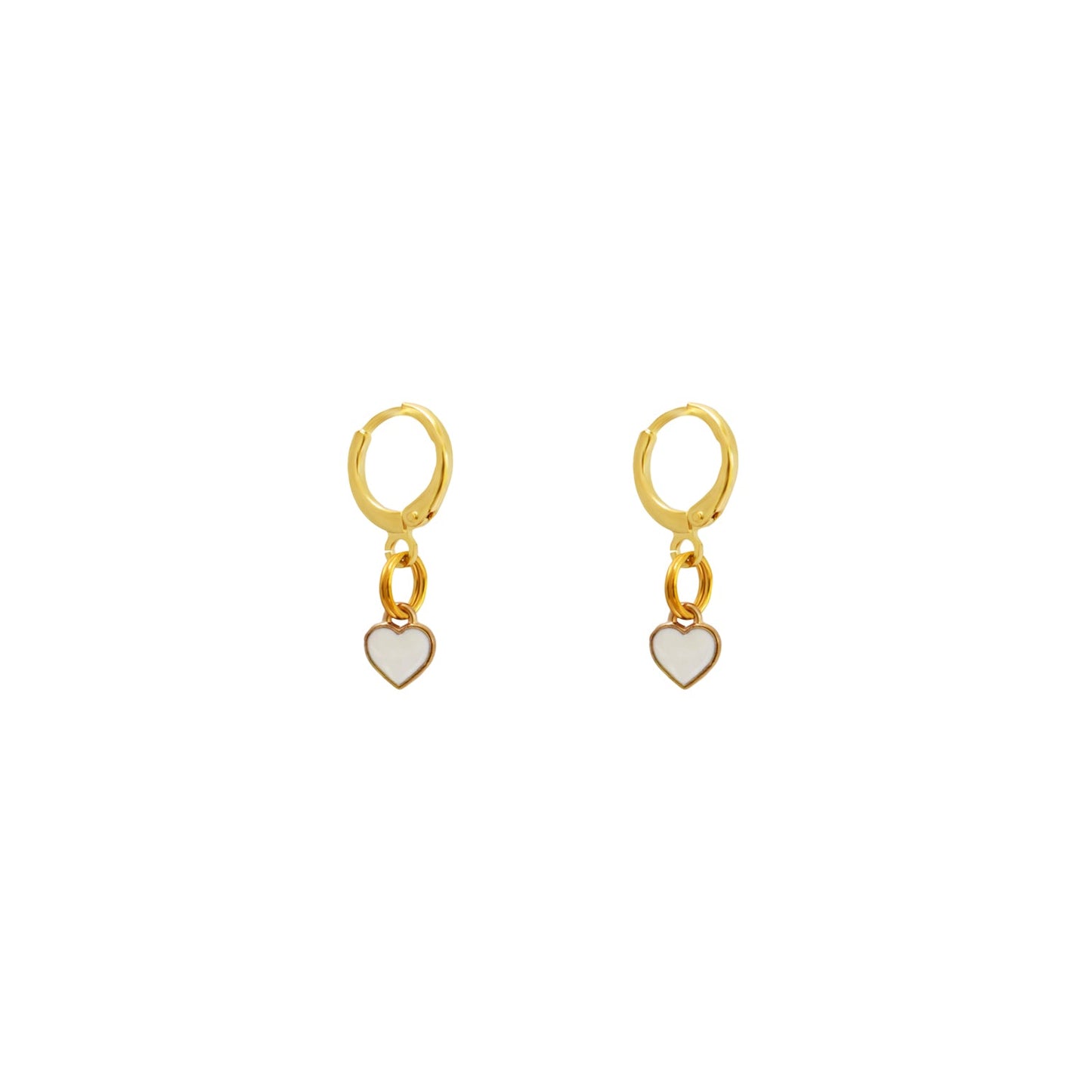White heart enamel minimalist huggie earrings | by Ifemi Jewels-0