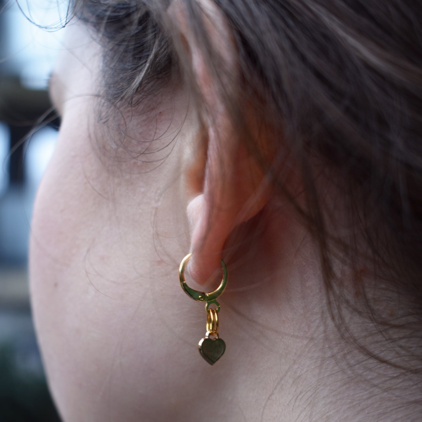 White heart enamel minimalist huggie earrings | by Ifemi Jewels-4