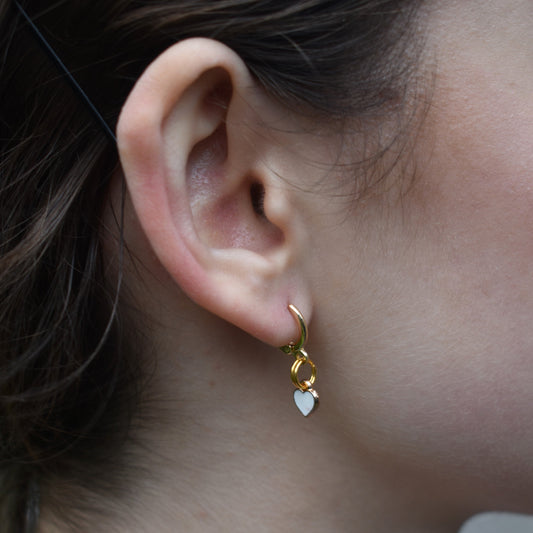 White heart enamel minimalist huggie earrings | by Ifemi Jewels-1