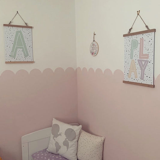 Personalised Name Initial Muted Pastel Colours Nursery Scandinavian Style Children's Room Wall Decor Print-0