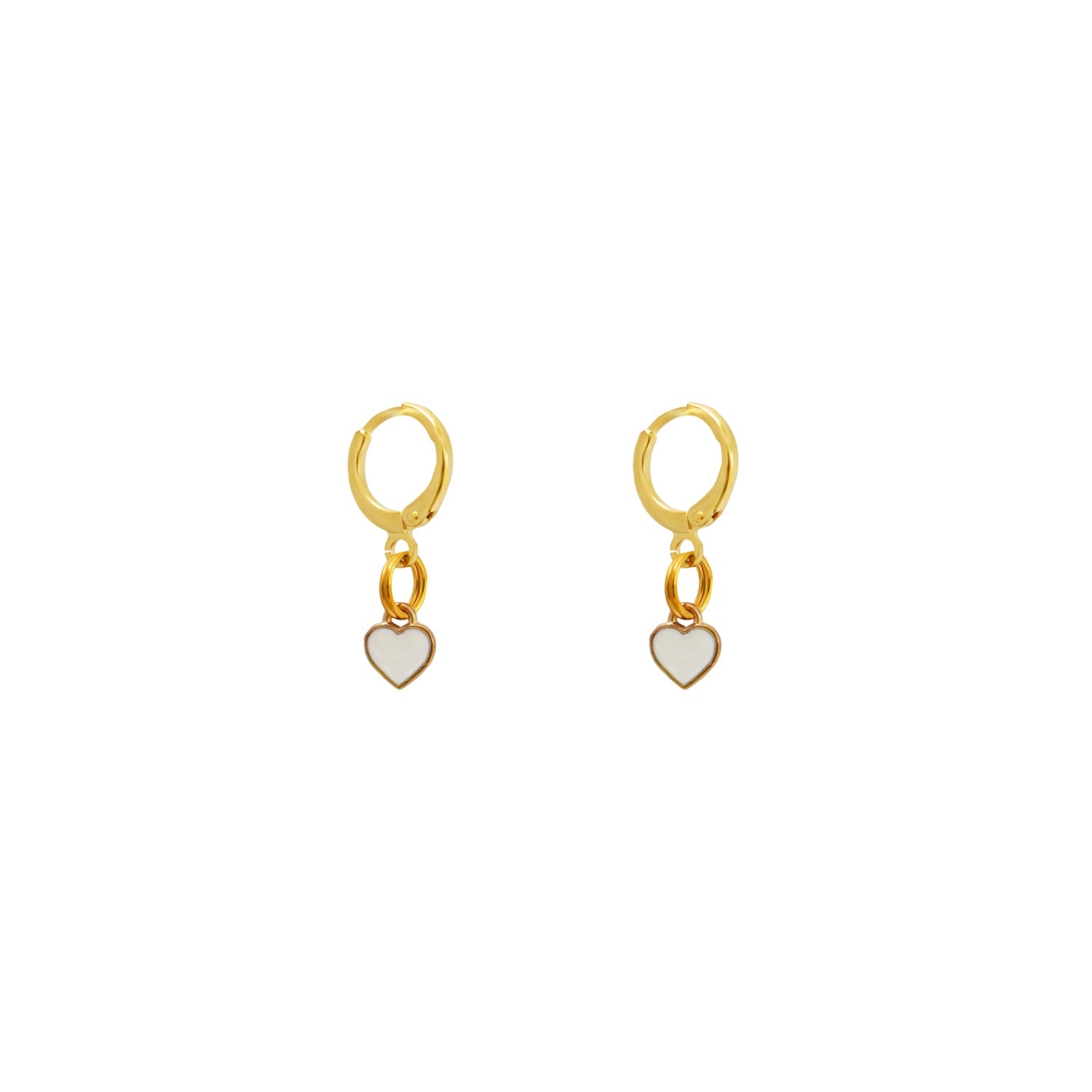 White heart enamel minimalist huggie earrings | by Ifemi Jewels-0