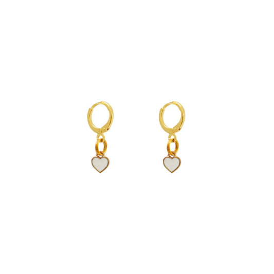 White heart enamel minimalist huggie earrings | by Ifemi Jewels-0