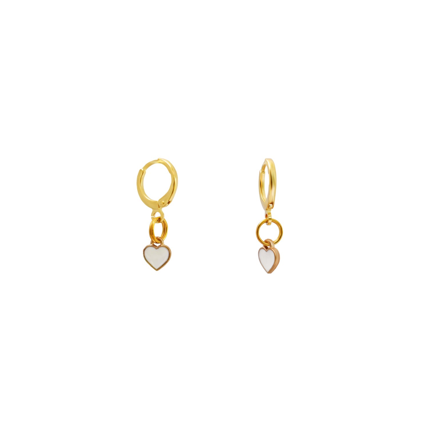White heart enamel minimalist huggie earrings | by Ifemi Jewels-2